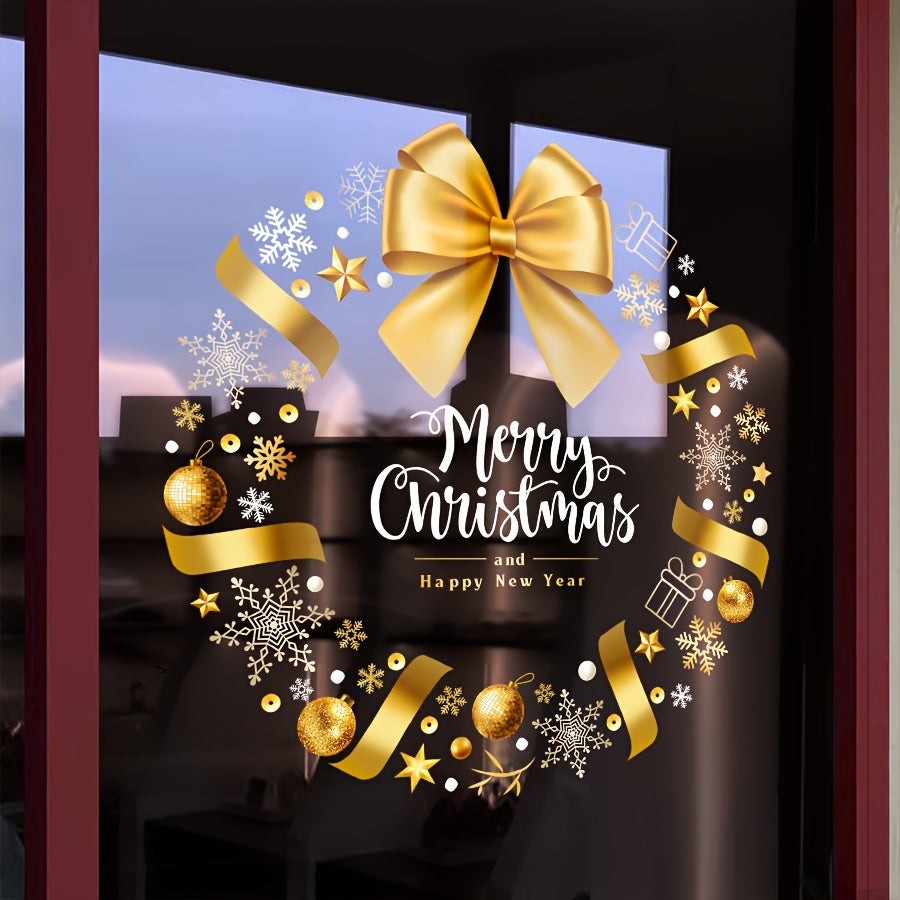 Glass Window Cling Christmas Wreath Static Adhesive Holiday Party Decor