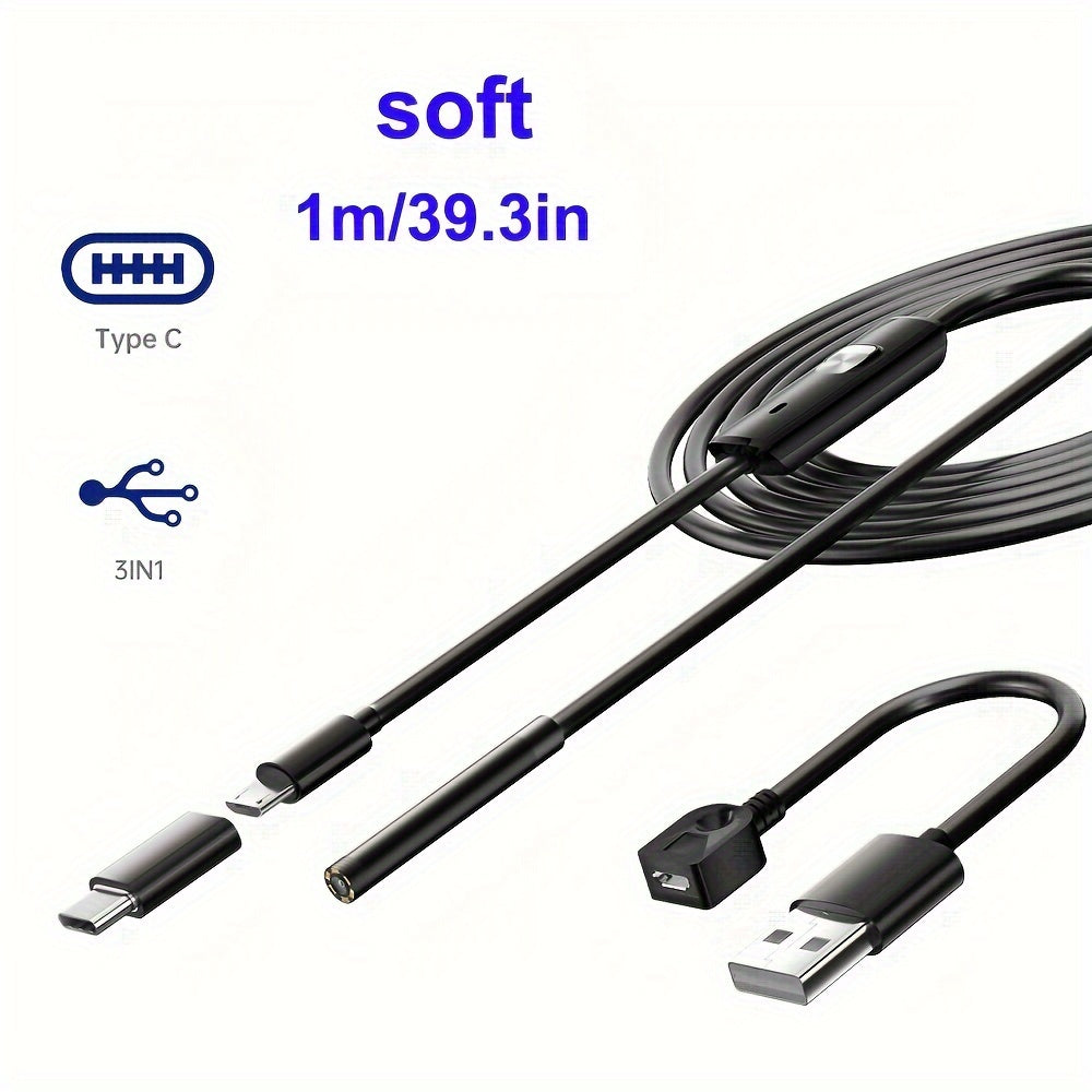 5.5mm Endoskop Kamera Type C Kabel bilan Android Windows Qurilmalari uchun 1m-10m Uzunlikda 480P Video Tekshiruvi
