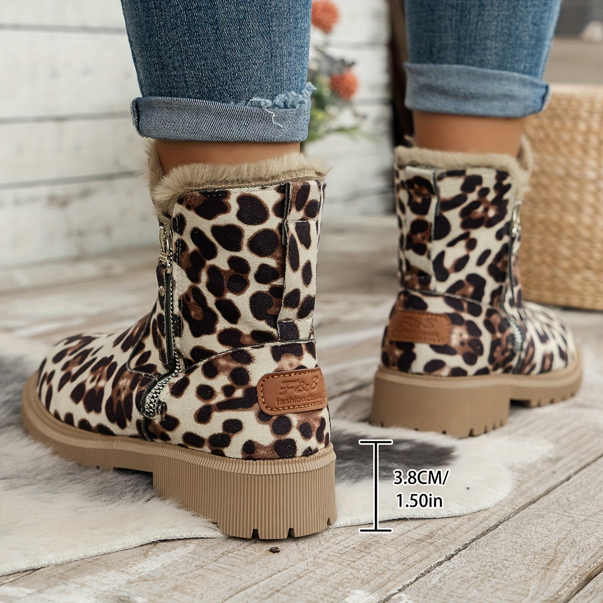 Women’s Fleece-Lined Snow Boots Rubber Sole Winter Ankle Booties