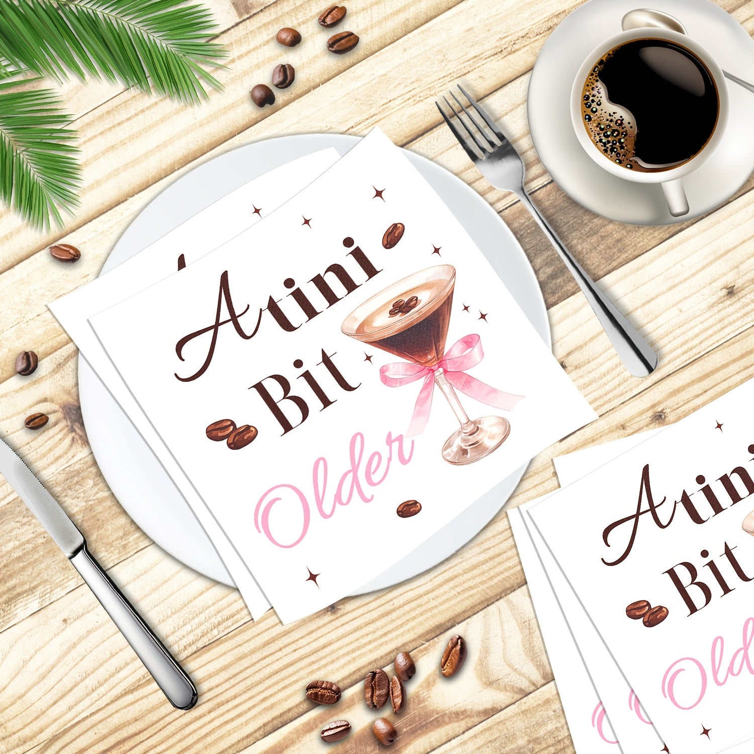 Set of 20 Brown Espresso Martini Napkins for Birthday or Bachelor Party Decoration