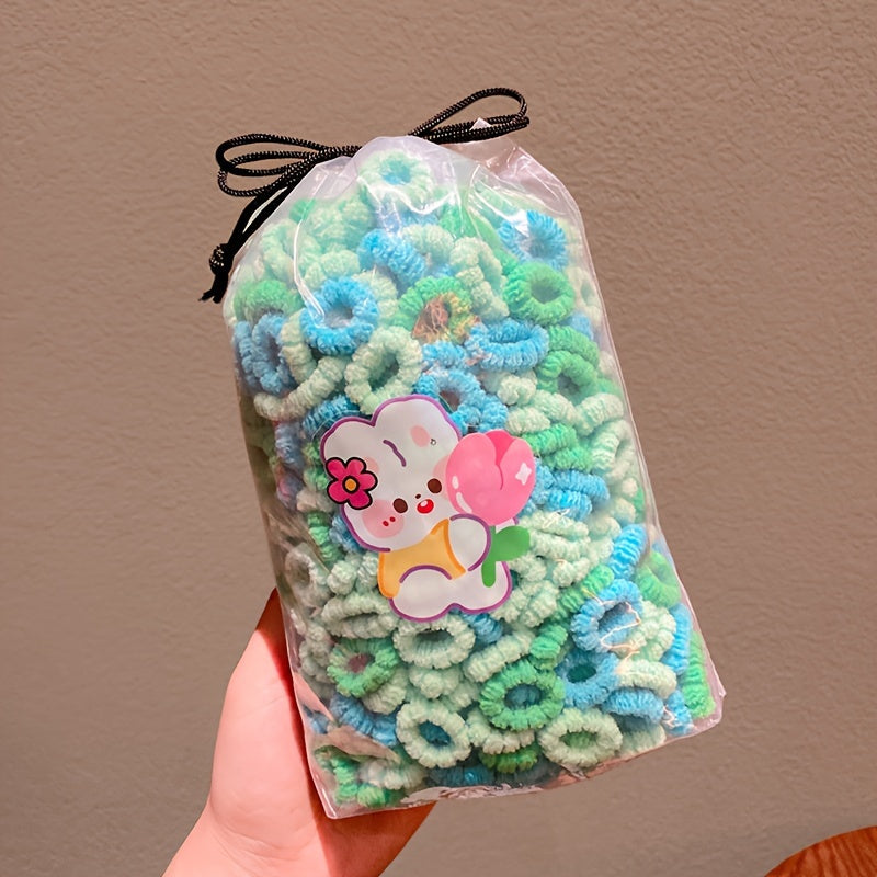 Paquete de 100 gomas de pelo elásticas para niñas, bandas de toalla de poliéster suave para uso diario