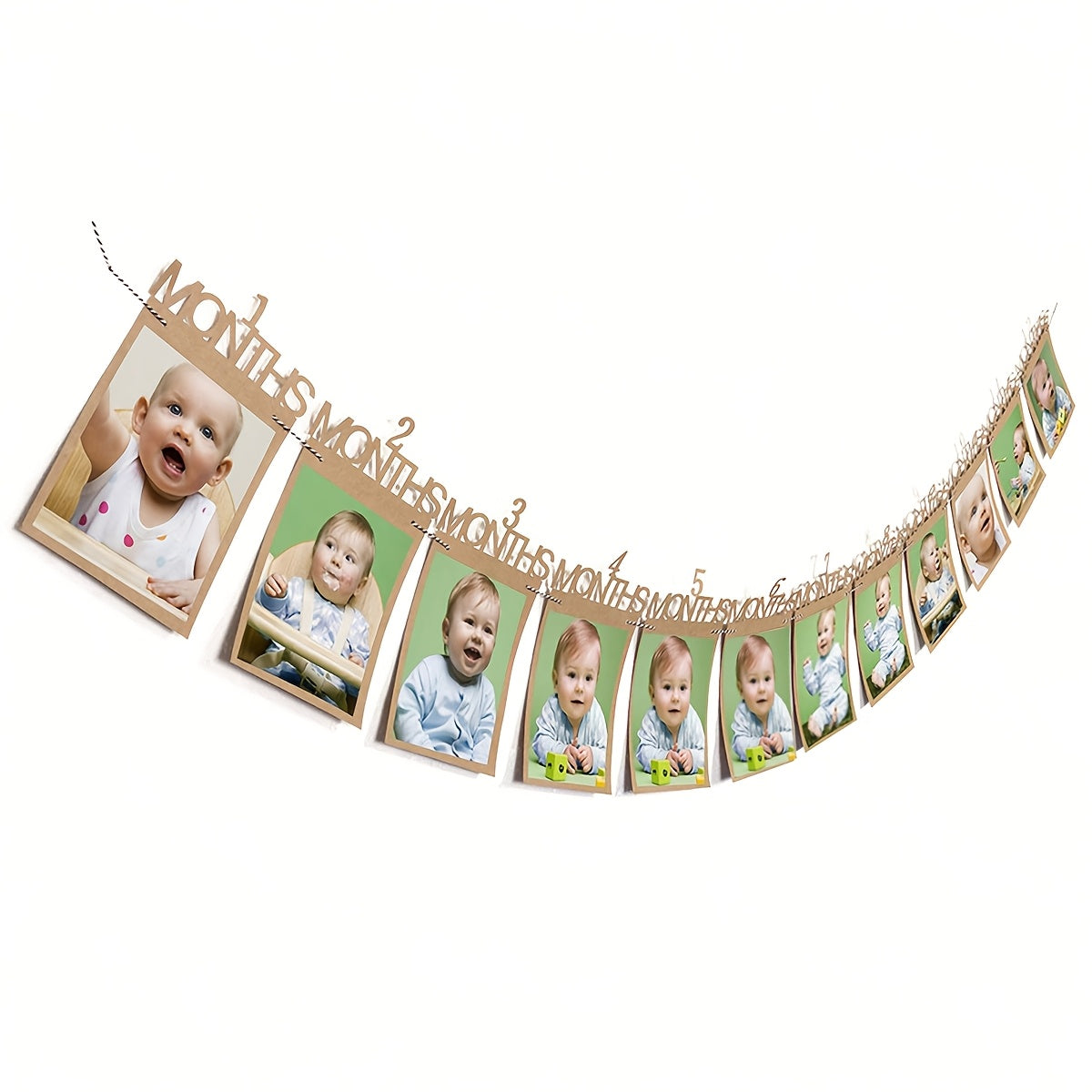 First Birthday Photo Pull Banner for One Year Old Kids Mixed Color Paper