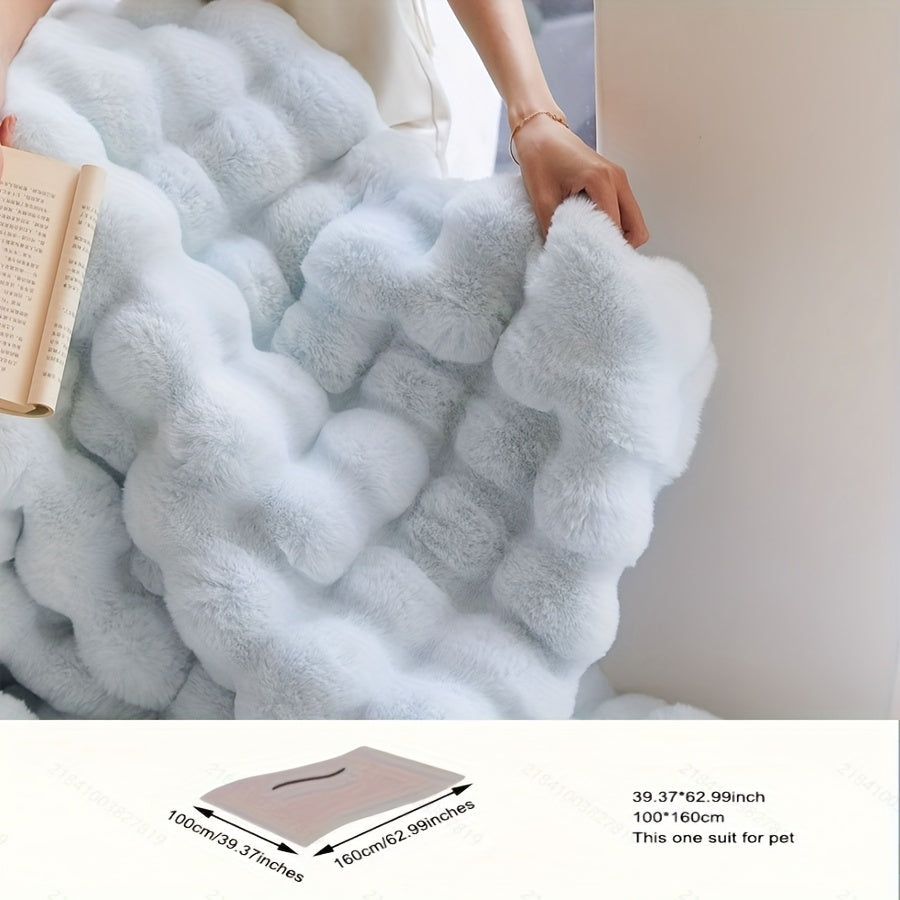 Faux Fur Blanket Double-Sided Tuscany-Inspired Thickened Cozy All-Season Sofa Throw