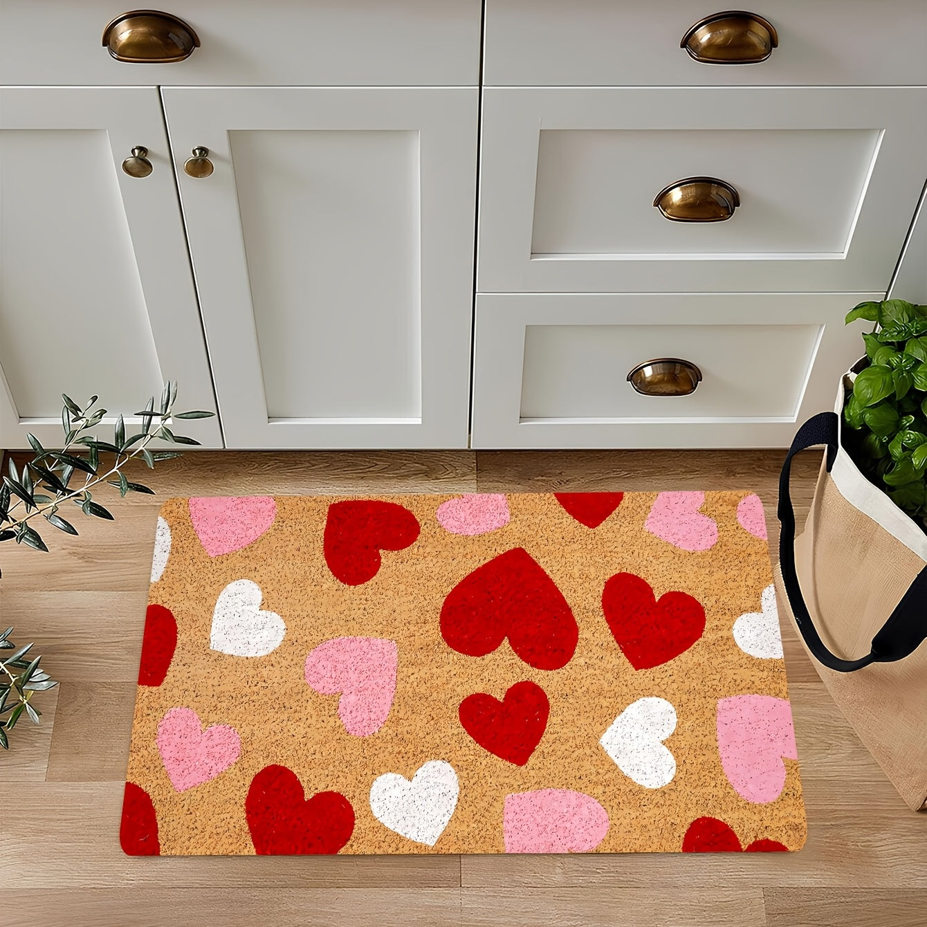 Valentine's Day Heart Door Mat Indoor Outdoor Stain-Resistant Polyester Rug