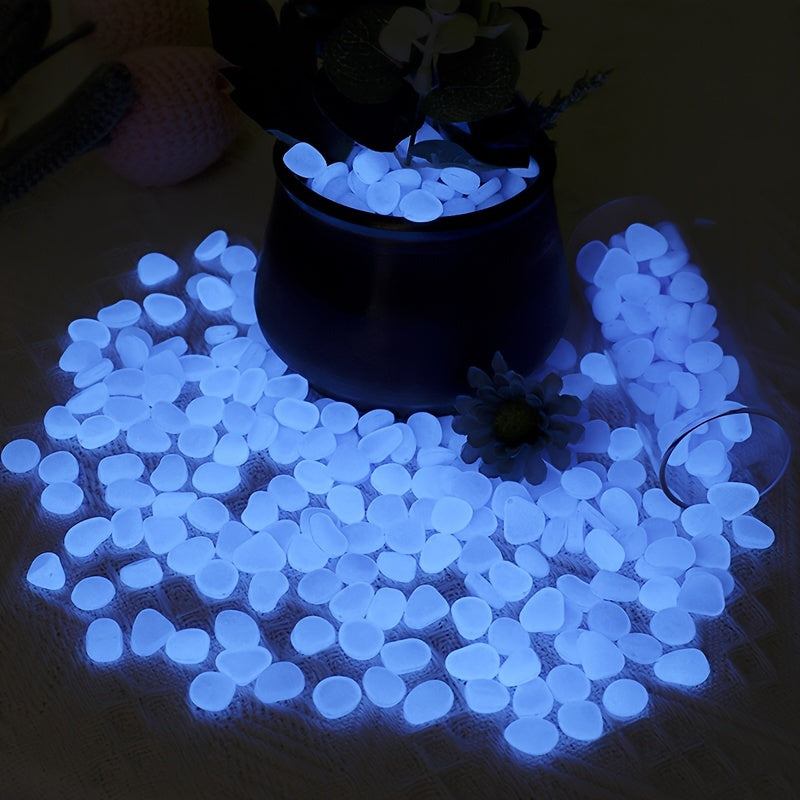 Blue Glow-in-the-Dark Stone Gravel for Gardens Aquariums Walkways and Paths 200 Pieces