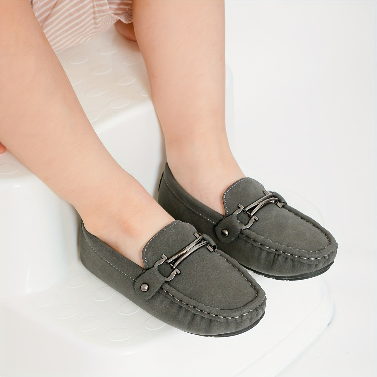 Boys Slip-On Loafers in Black and Brown PU Formal Casual All-Season