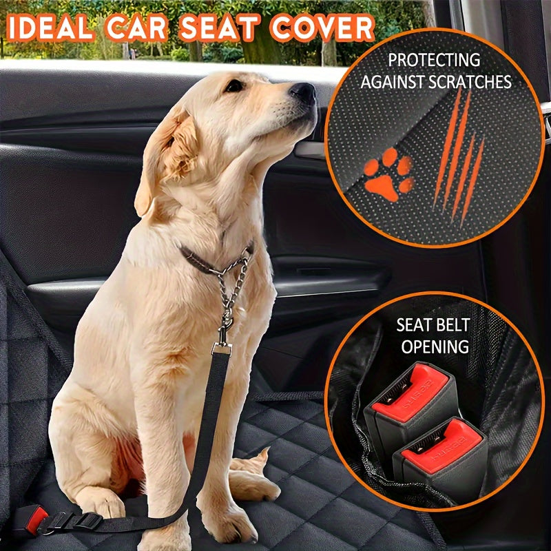 Waterproof Dog Car Seat Cover Non-Slip Fabric Scratch Resistant with Seat Belt Cutouts