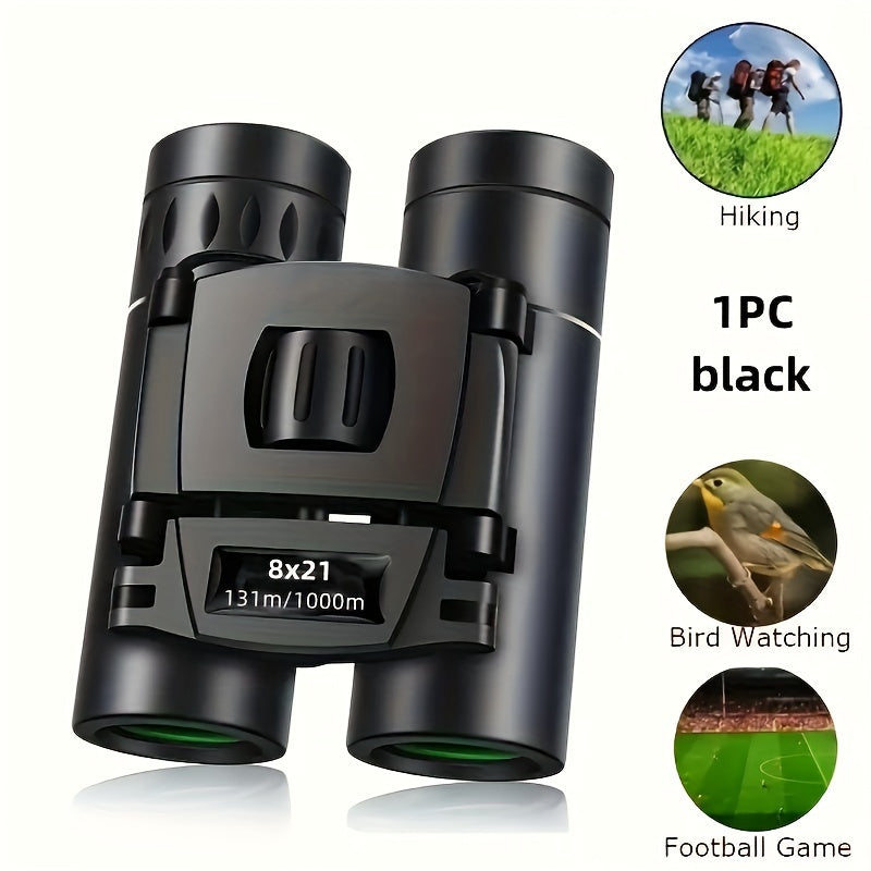 HD Zoom Portable Folding Binoculars for Outdoor Tourism Camping 8X 20mm Black