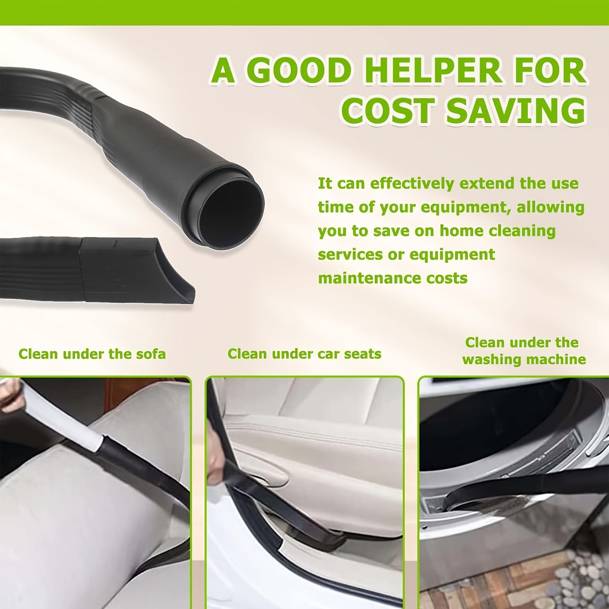 Uy va avtomobilni tozalash uchun moslashuvchan bo'shliq uchun vakuum qo'shimchasi 24.4 dyuym