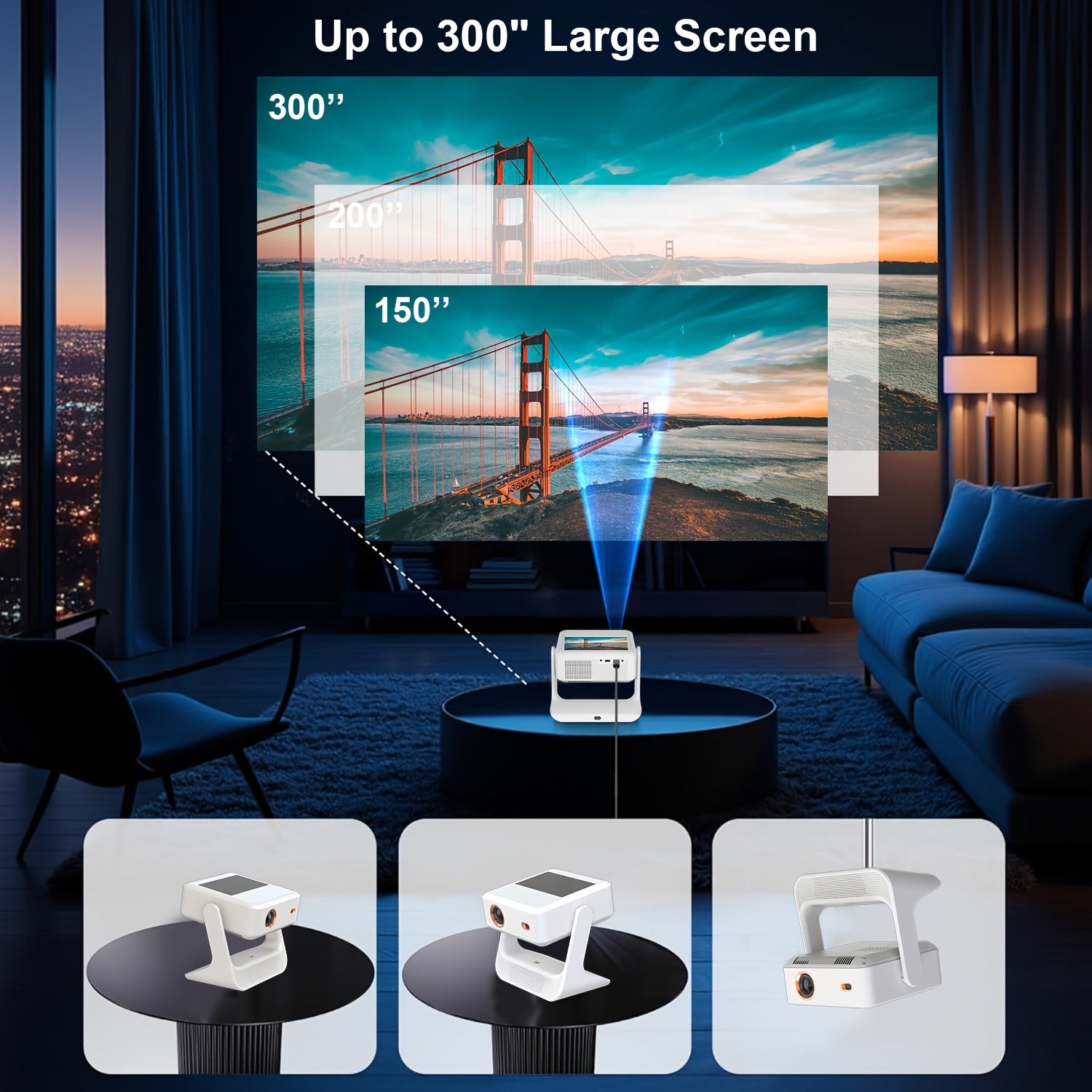 4K Home Theater Projector with WiFi 6, Wireless 5.2, 180° Rotation