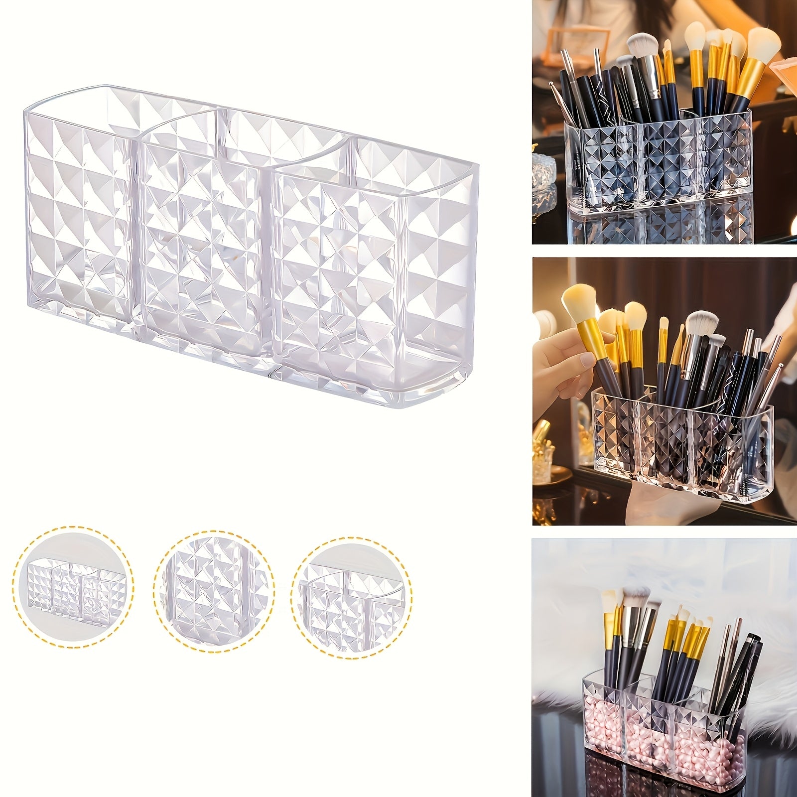 Acrylic Makeup Organizer with Compartments for Brushes and Tools for Gift Use
