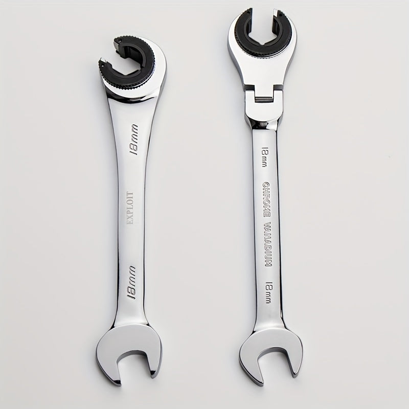 Heavy-Duty 72-Tooth Metric Ratchet Wrench Adjustable Head Metal Pipe Forkpipe Tool