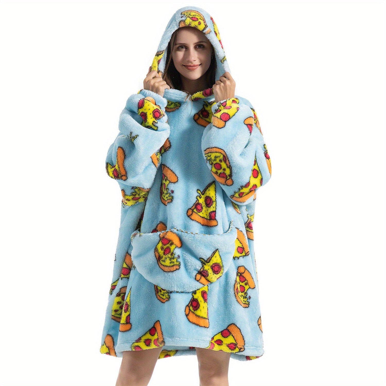 Oversized Sherpa Fleece Blanket Hoodie for Women Men Adults Ultra Soft Warm Wearable Sweatshirt Blanket