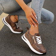 Women's Casual Lightweight Low Top Sneakers with Lace-Up Round Toe Fabric Lining