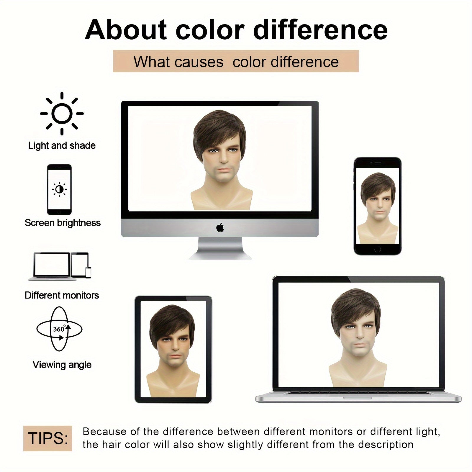 Men's Casual Short Wig Brown Side-Parted Cosplay Halloween Party Prop