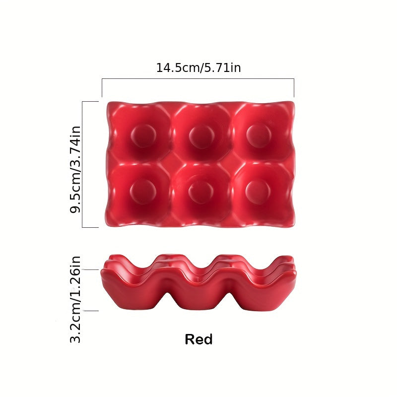 Colorful Ceramic Egg Tray Double Row 6 Cell Kitchen Storage and Preservation