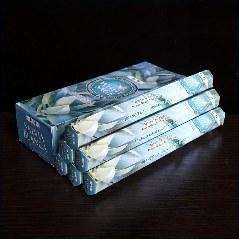 20 палочек ароматерапевтического ладана из белого шалфея для расслабления, позитива и улучшения сна - идеально подходит для дома, офиса, йоги и медитации.