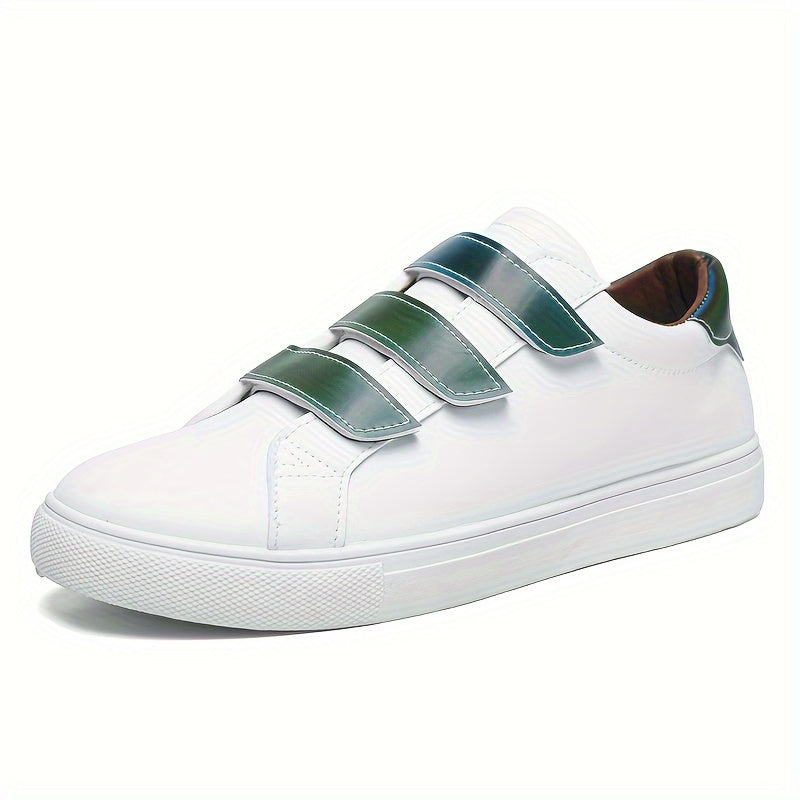 Zapatillas blancas casuales para hombre, de corte bajo, de PU, tela, suela de EVA, para primavera, otoño y todas las estaciones