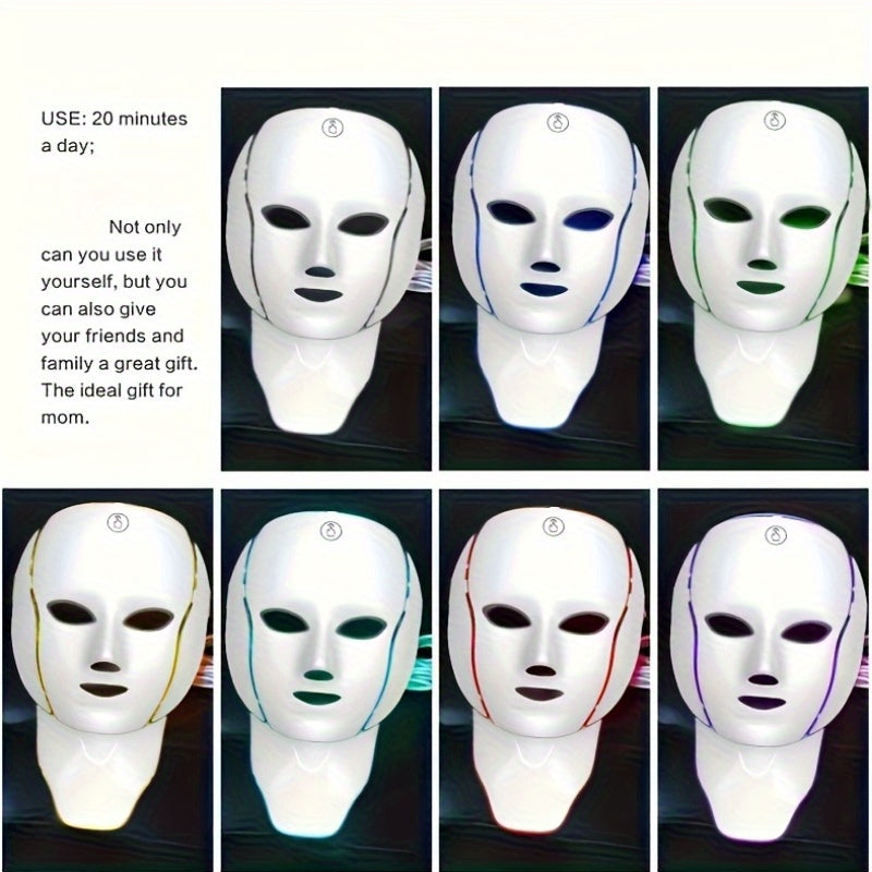 7-Color Whitening Facial Mask for Face and Neck USB Rechargeable Touch Screen Portable Reusable