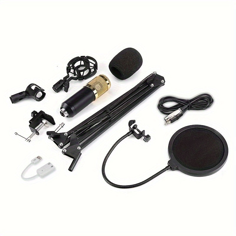 Black and Gold Metal USB Condenser Microphone for Gaming Streaming Recording
