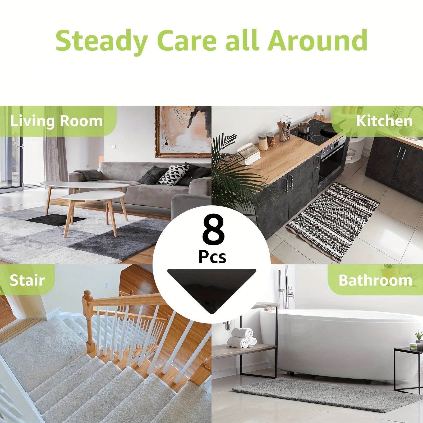 Non-Slip Rug Grippers Washable Reusable for Hardwood Tile Floors