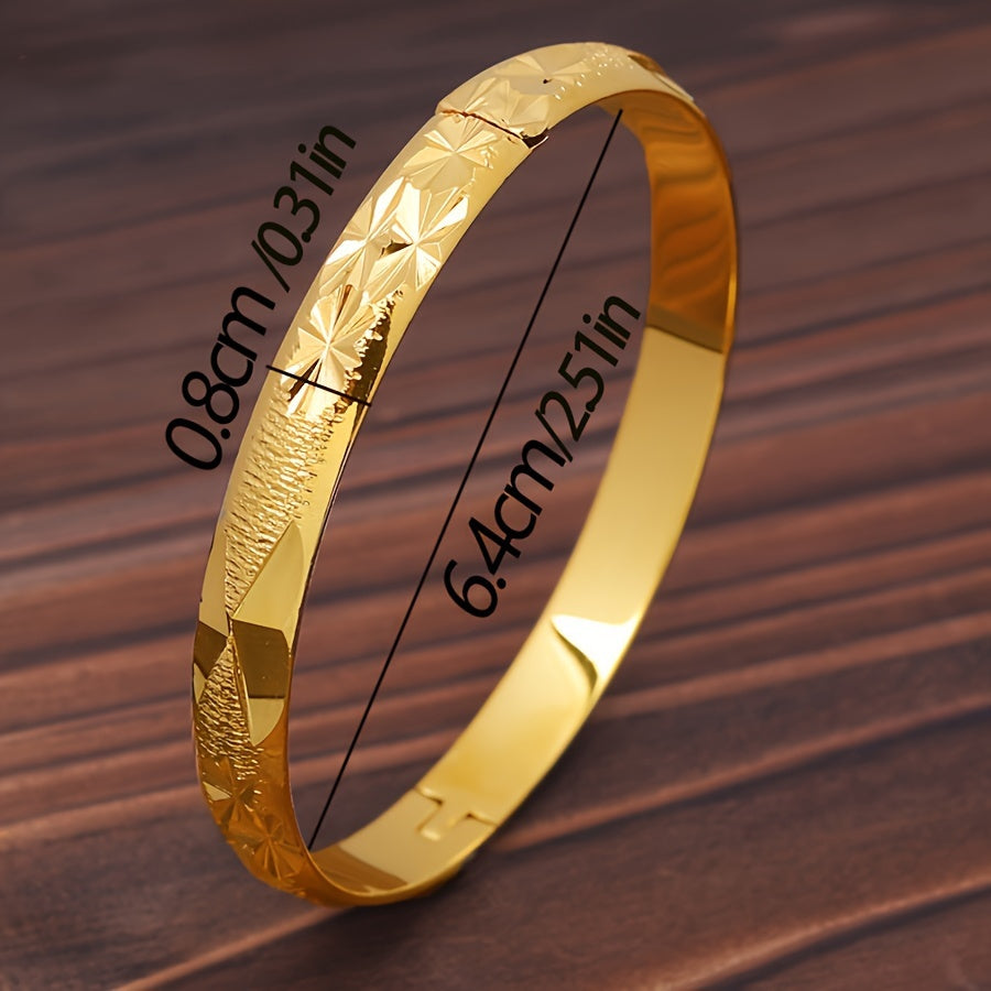 Pulsera ajustable de cobre con patrón floral para uso diario y regalos