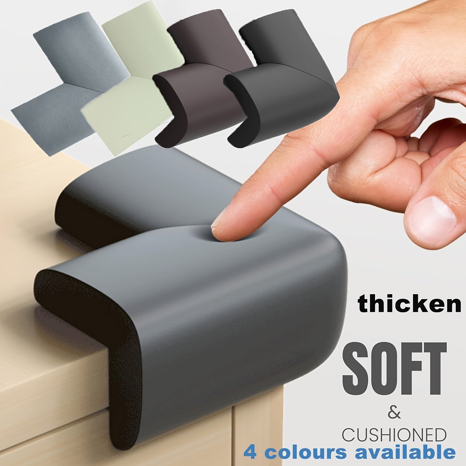 Nitrile Foam Corner Protectors 4-Pack Soft Edge Guards for Furniture and Fireplace Black Brown Ivory White Light Grey