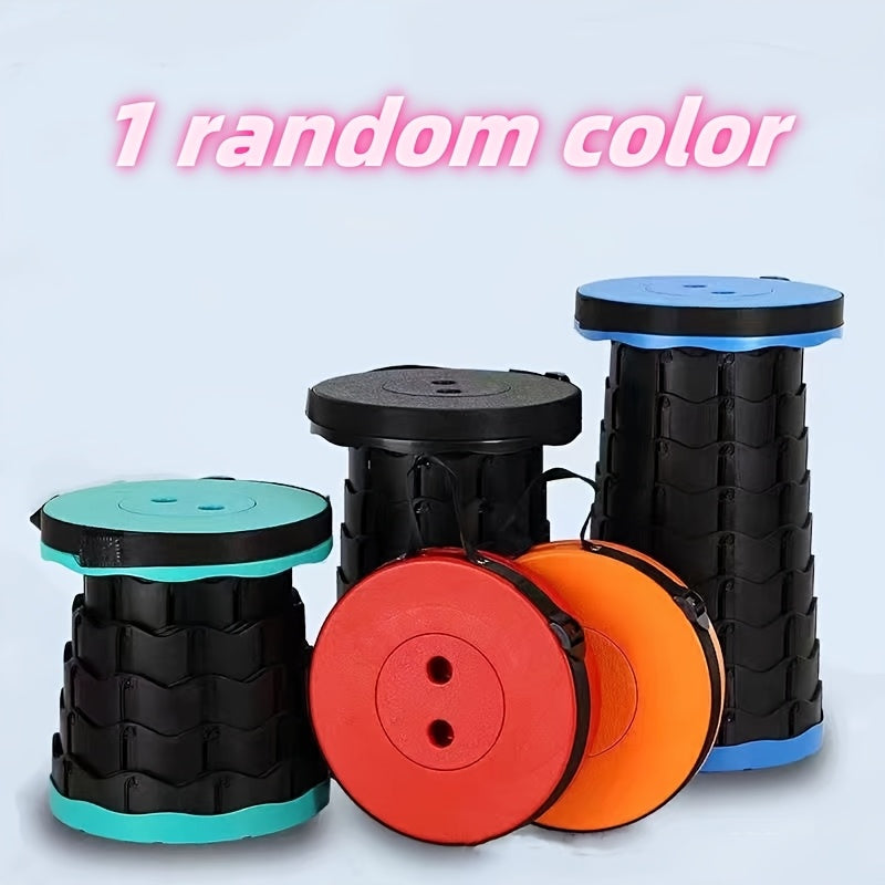 Taburete telescópico plegable portátil negro azul altura ajustable ligero para acampar y senderismo