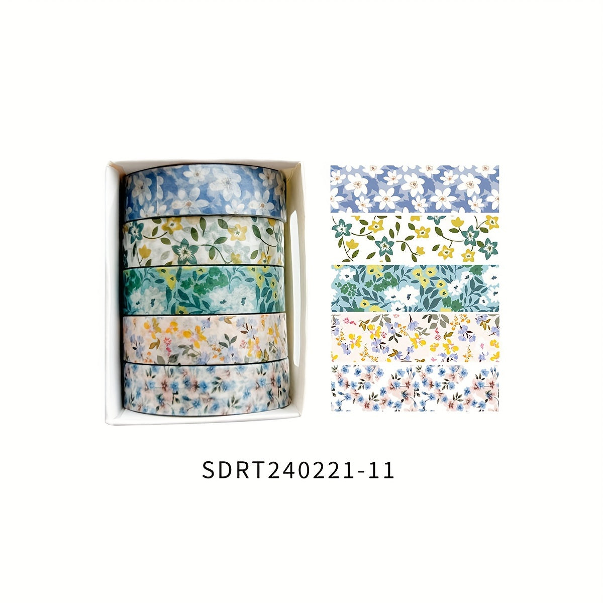Juego de 5 rollos de cinta washi de la serie de plantas para diarios, manualidades y decoraciones