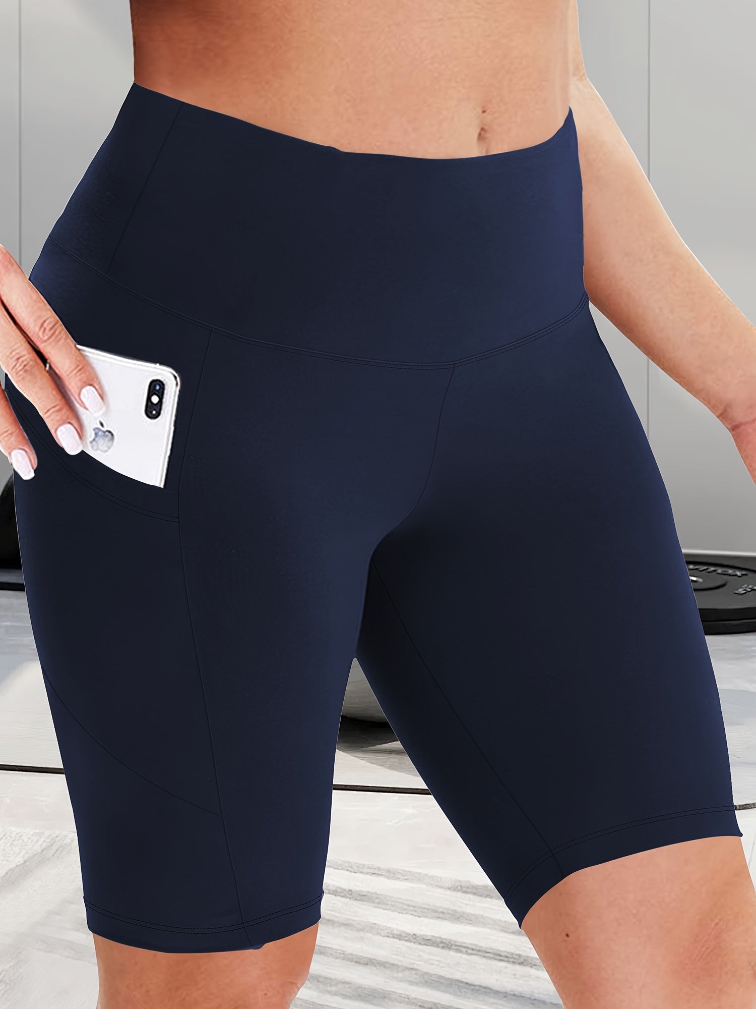 Pantalones cortos moldeadores de cintura alta para mujer, negros, control de abdomen, a mitad del muslo