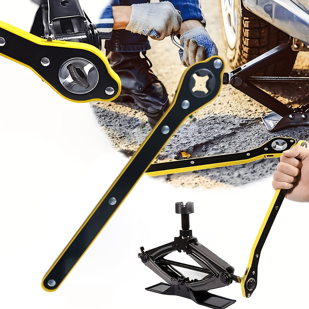 Heavy-Duty Steel Car Jack Ratchet Wrench Tire Repair Tool with 360° Rotation