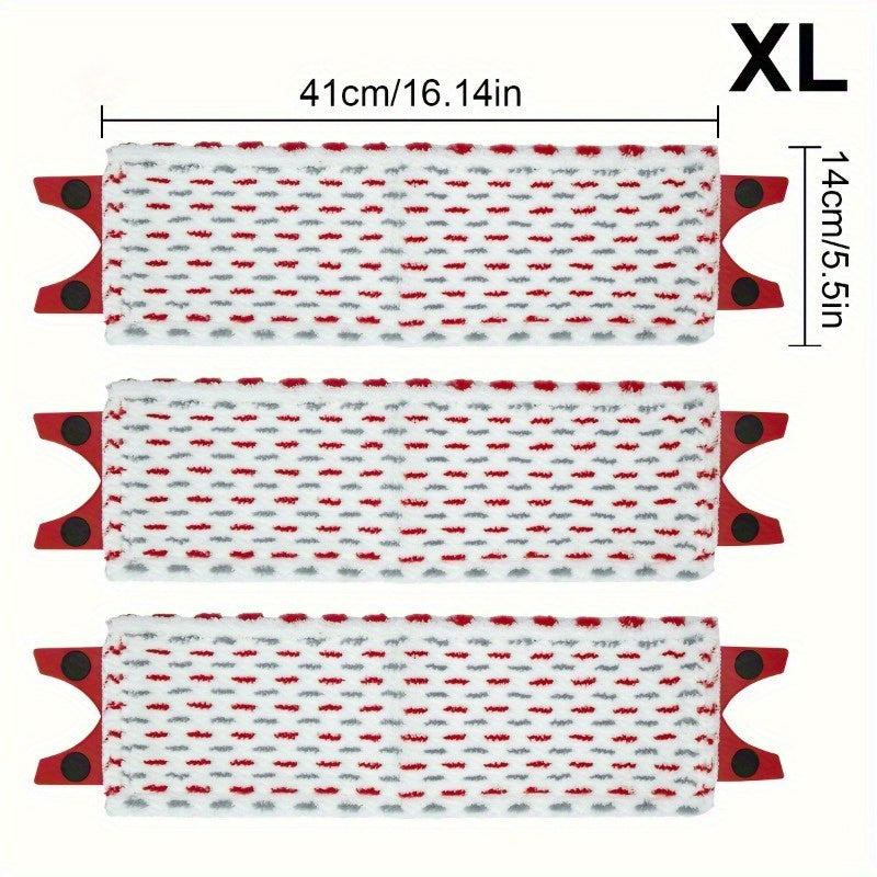 Set of 3 Extra-Large Microfiber Mop Pads for Wet and Dry Cleaning