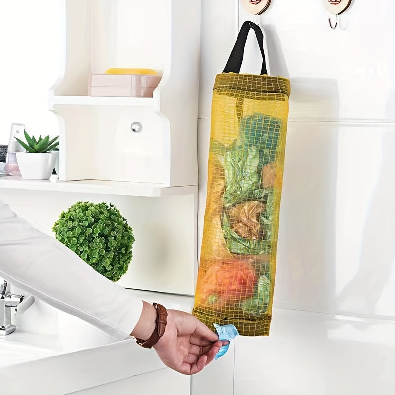 Mesh Plastic Bag Rack Organizer Foldable Breathable Kitchen Storage