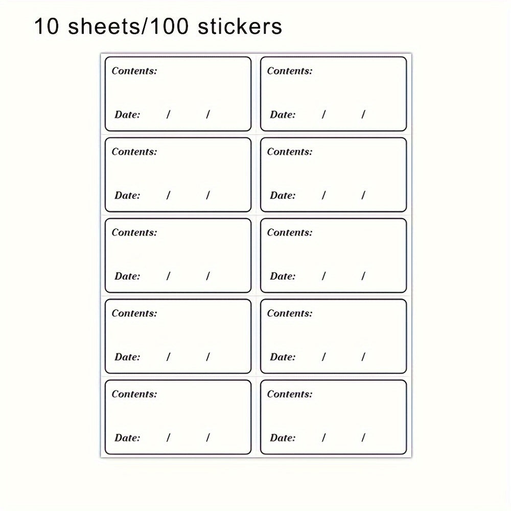 Set of 100 Waterproof Freezer Labels 5.99x3.0 cm Removable Sticky Notes for Food Containers