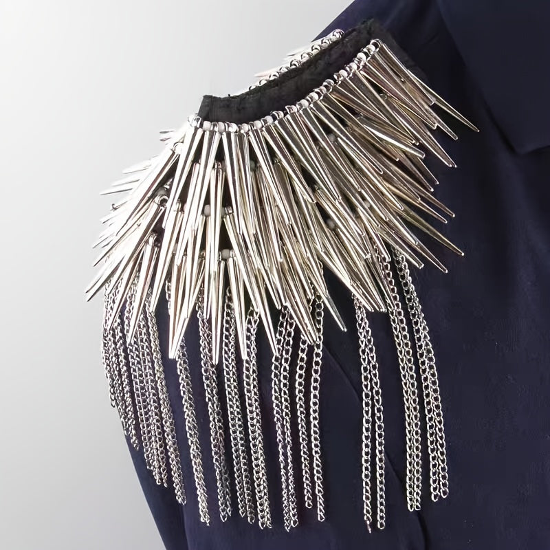 Men's Punk Rock Leather Accessories with Studs Epaulettes Tassels and Retro Style