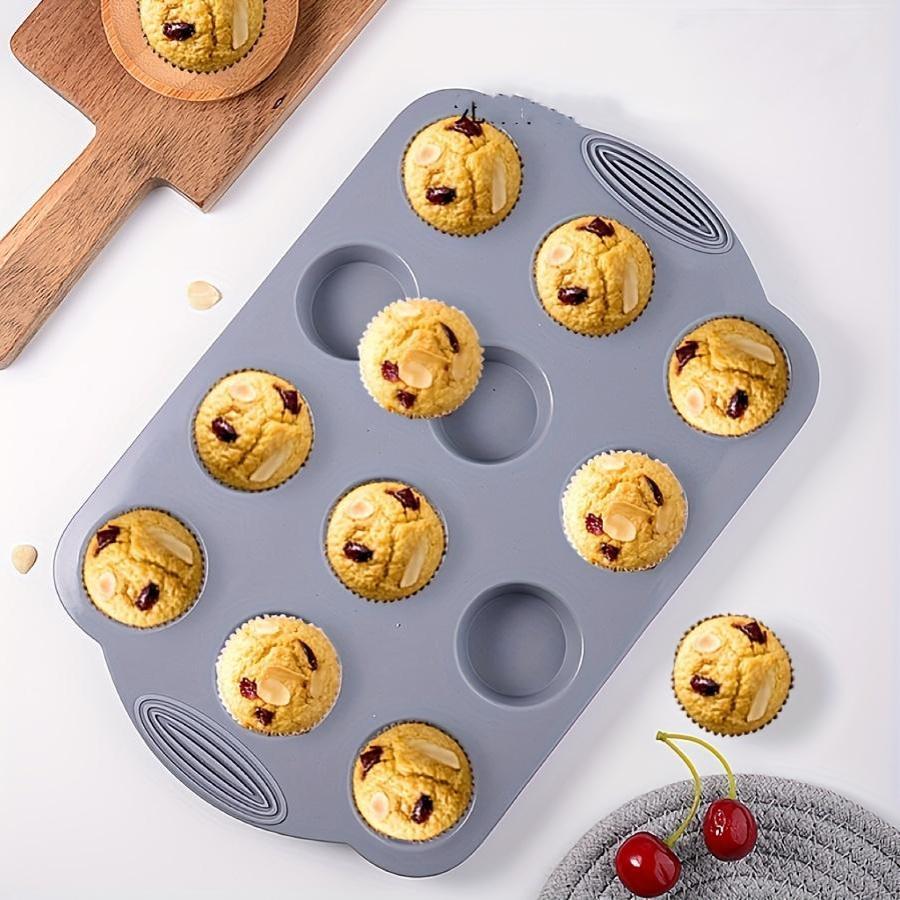 Non-Stick Silicone Muffin Pan 6/12 Cavities Food Grade Cupcake Mold Brownie Baking Pan