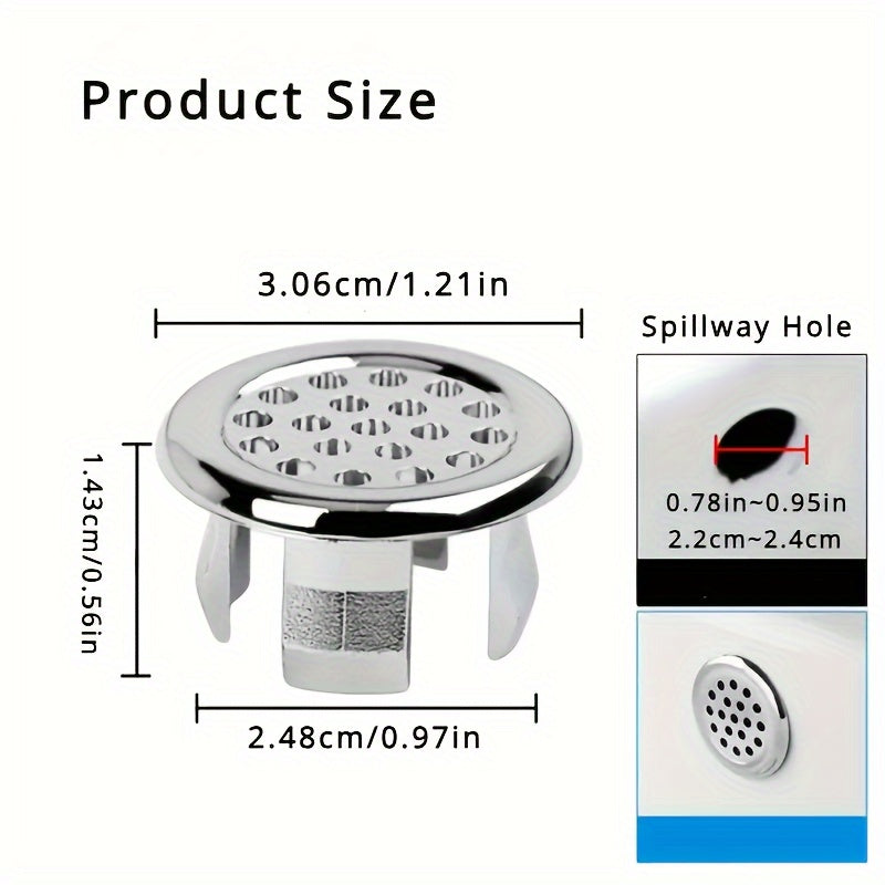 4-Pack Chrome Plastic Sink Overflow Cover Rings for Kitchen Bathroom