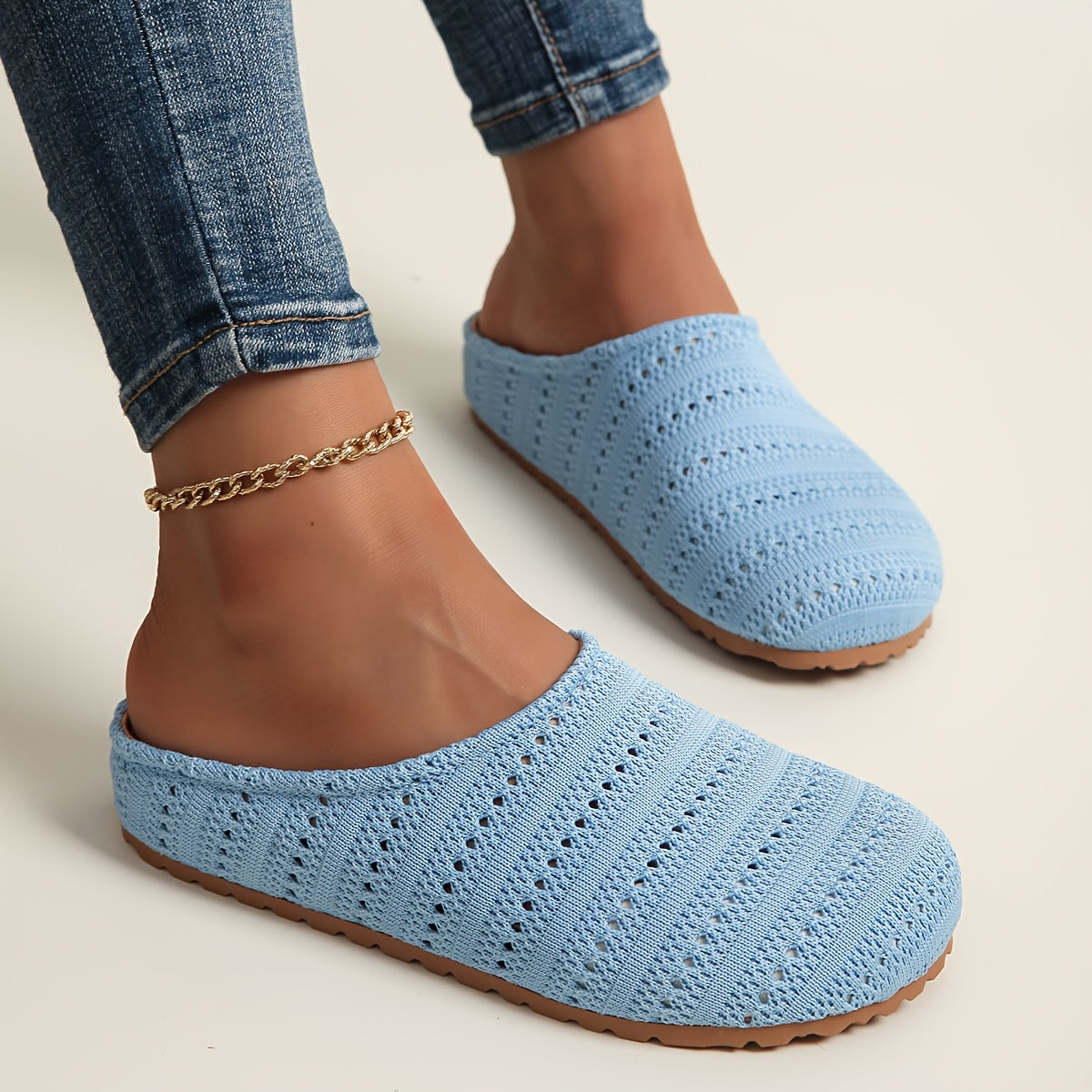 Women's Yellow Slip-On Mules Comfortable Platform Shoes Breathable Fabric