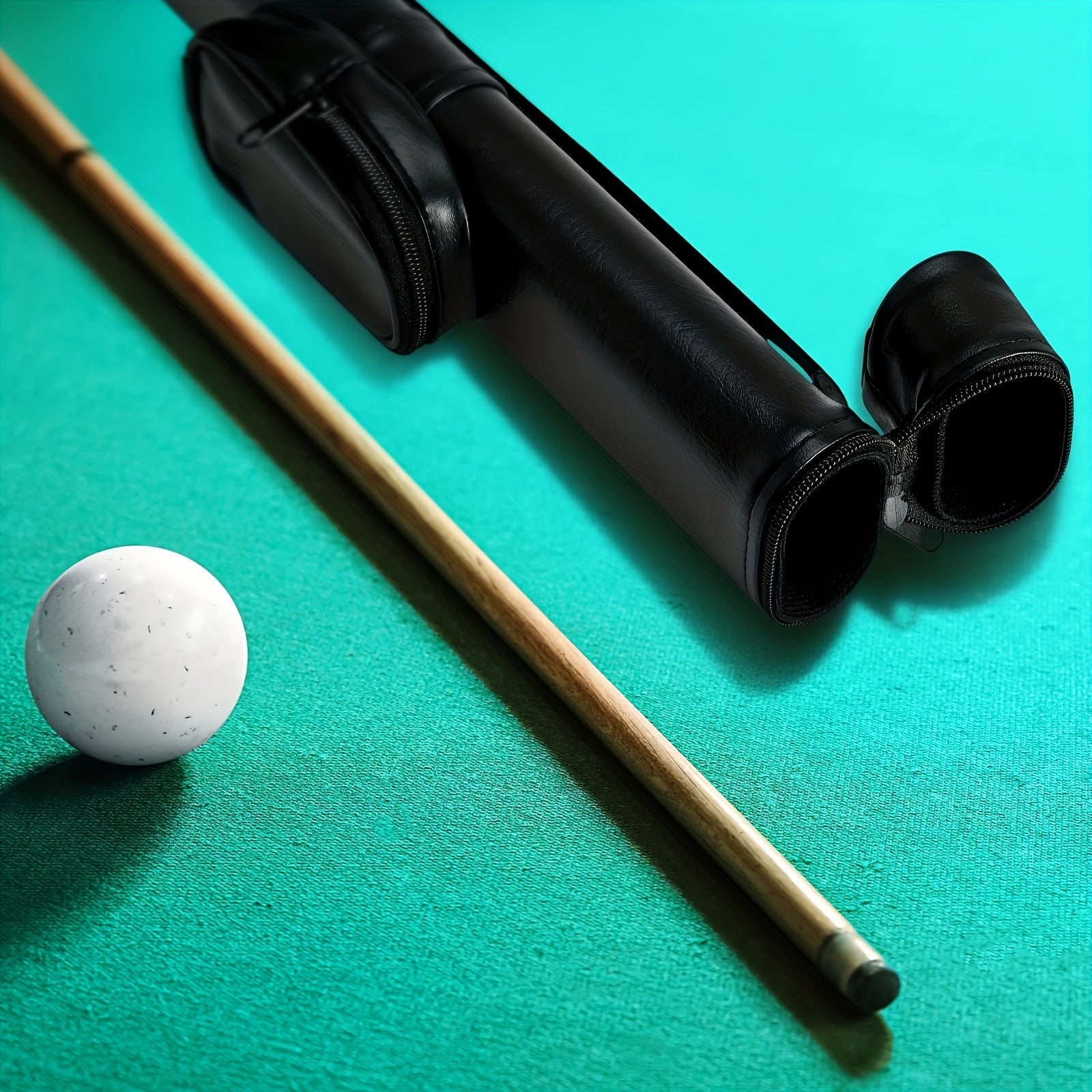Durable Black PU Billiard Cue Case with 2-Hole Holder and Carrying Bag