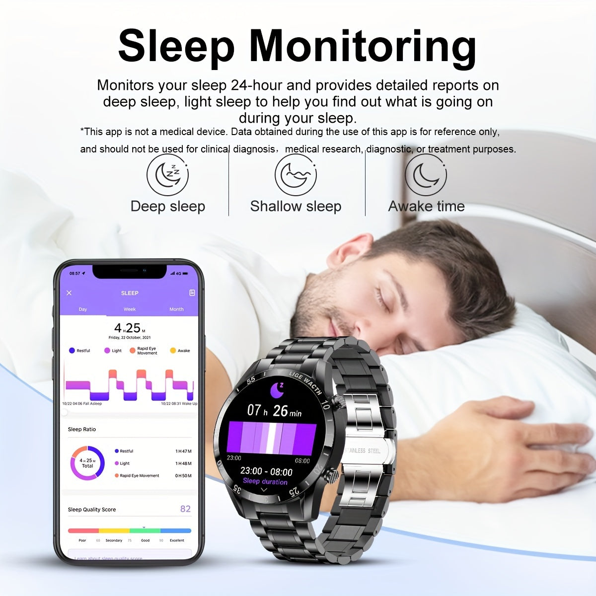 Smart Watch for Women and Men 3.53cm HD Display Fitness Tracker with Call Notifications Sleep Monitoring Compatible with Android iOS