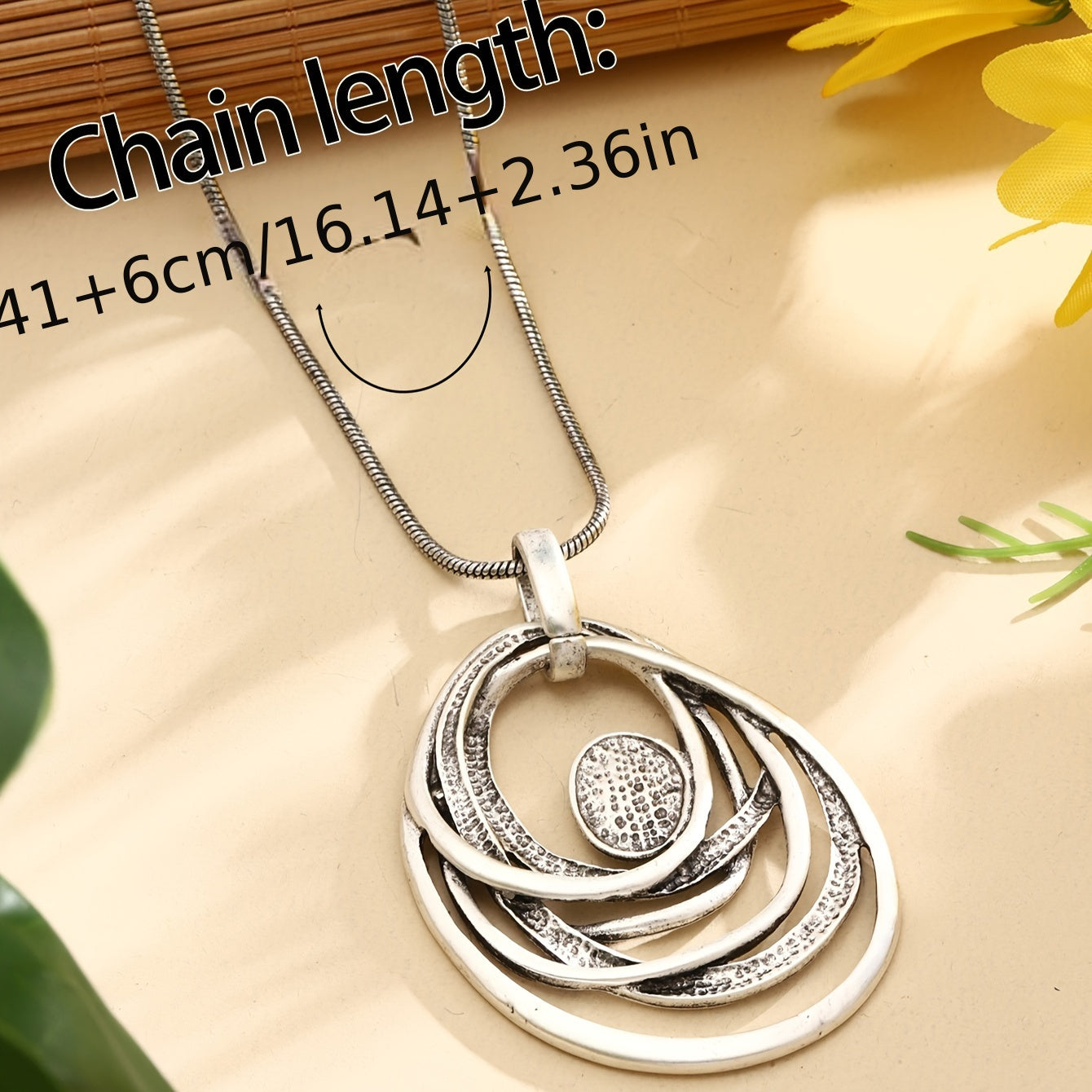 Zargarlik to'plami, sirg'alar va zanjirlar bilan, sink alloy, Bohem tarzida, aylana mozaik, retro uslub