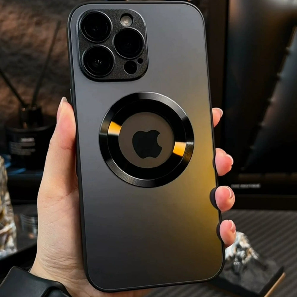 Titanium Metallic Phone Case for iPhone 16-11 Pro Max Plus with Magnetic Wireless Charging and Shockproof Camera Protection