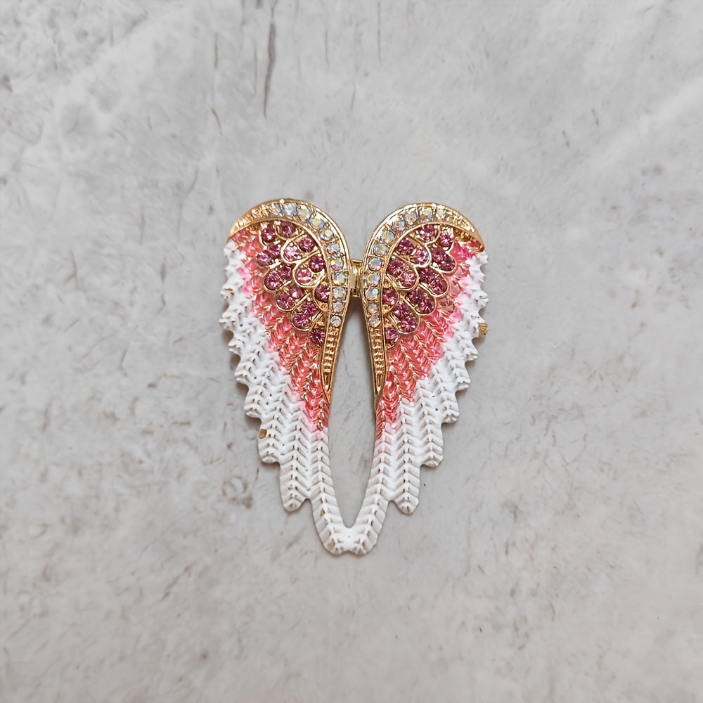 Christmas Angel Wings Brooches Set of 6 with Diamond Decor Stylish Jewelry Accessories