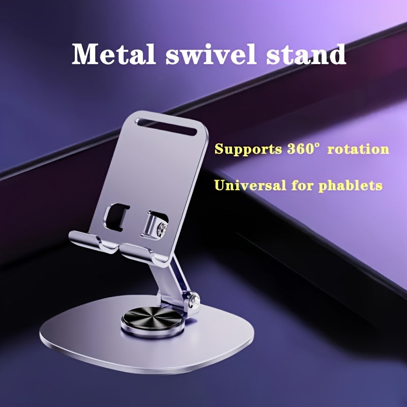 Waterproof Aluminum Alloy Phone Stand with 360° Rotating Desk Mount, Adjustable and Foldable