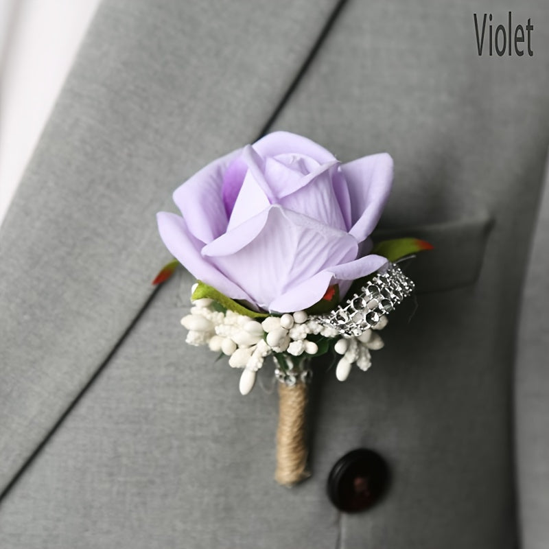 Fabric Rose Boutonniere for Grooms and Men Wedding Graduation Dances