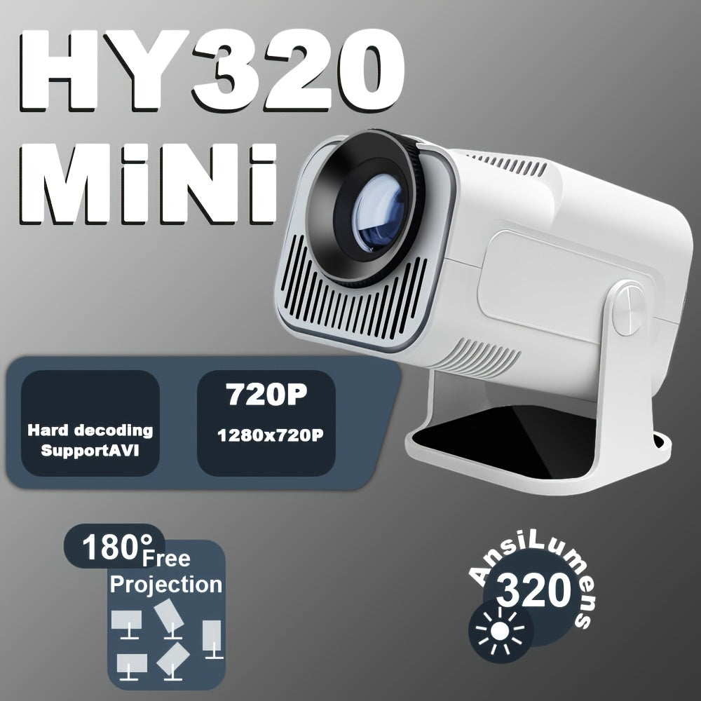 Android 11 Home Projector 720P with 320ANSI Brightness Dual Band WiFi6 Wireless 5.0 Auto Keystone 180° Rotation Portable Cinema