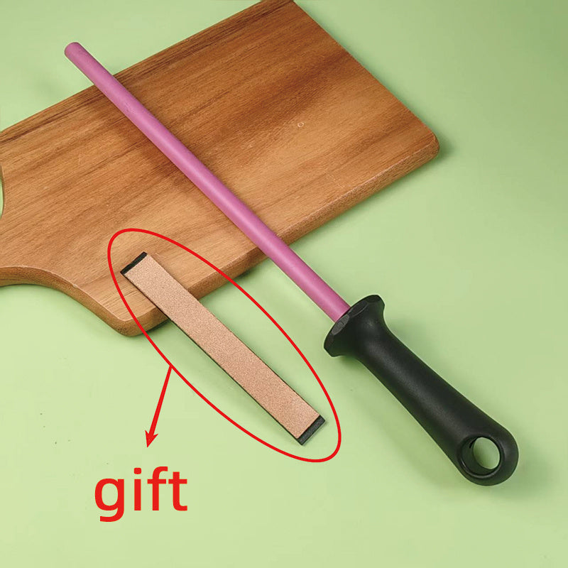 Ceramic knife sharpener with steel rod for quick efficient kitchen sharpening