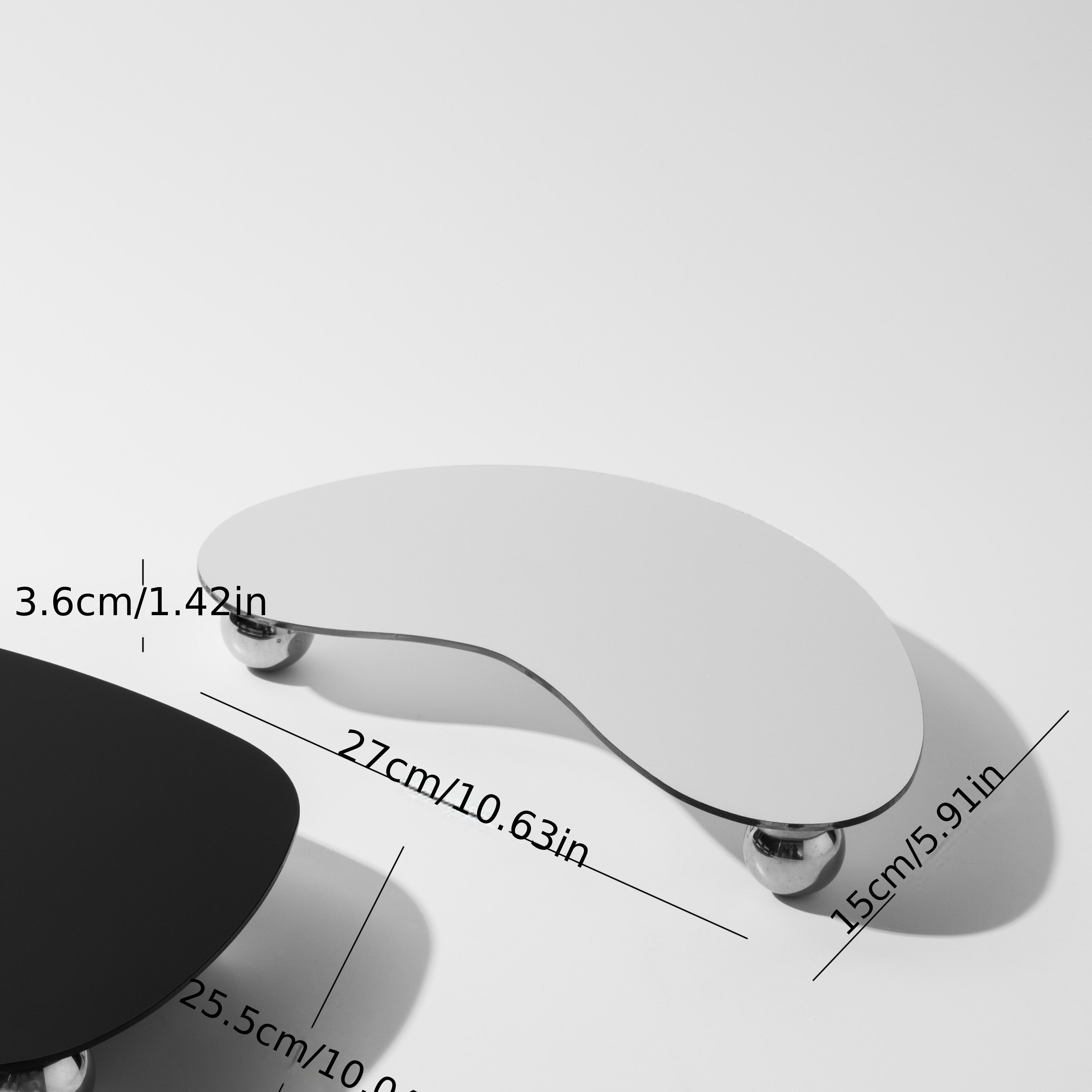 Black Acrylic Moon-Shaped Geometric Tray for Aromatherapy and Home Decor