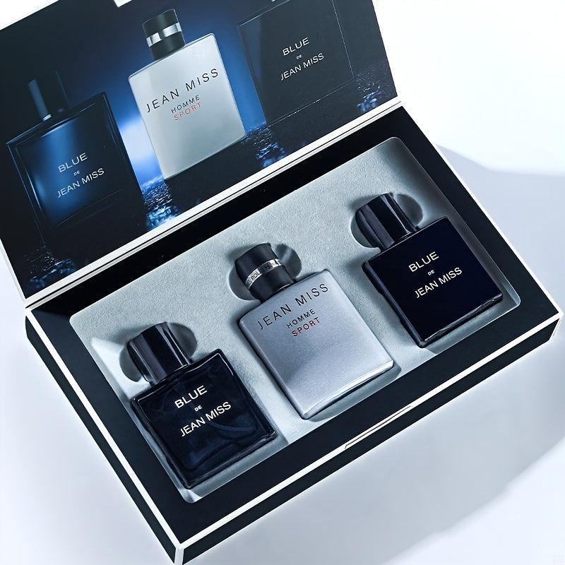 Men's Perfume Set with Blue Cologne and Woody Fragrance in Gift Box
