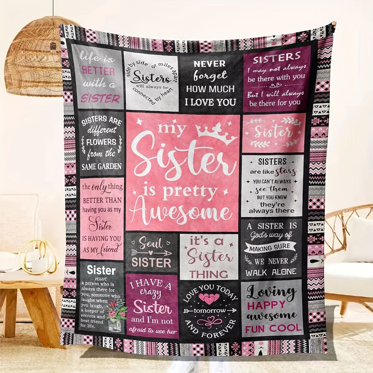 Personalized Sister Gift Blanket for Women Christmas Birthday